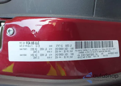 2019 Chrysler Pacifica Touring Plus from USA, damaged, VIN 2C4RC1FG6KR732876